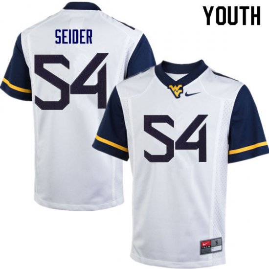 Youth West Virginia Mountaineers NCAA #54 JahShaun Seider White Authentic Nike Stitched College Football Jersey VG15I04AG